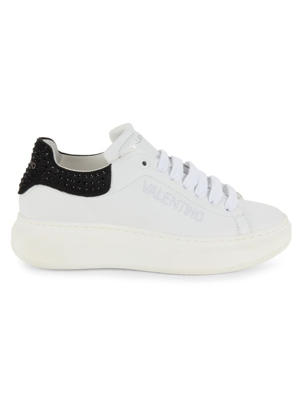 Embellished Trim Leather Sneakers Valentino By Mario Valentino