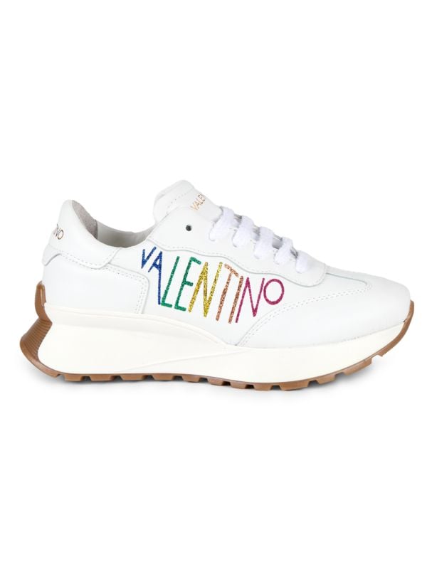 Reginal Rainbow Logo Leather Running Sneakers Valentino By Mario Valentino