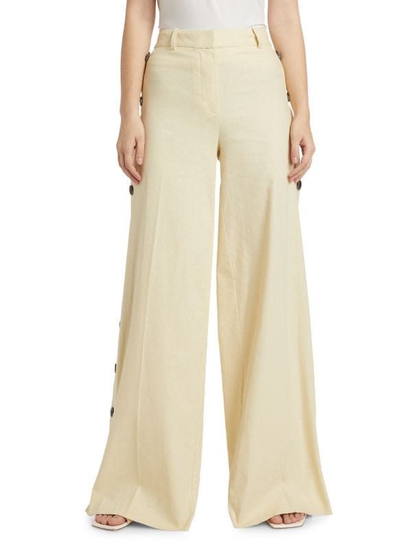 Carter Wide-Leg Button Detail Trousers Derek Lam