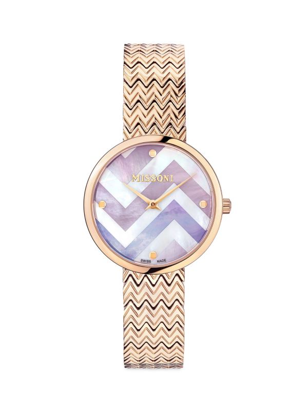 M1 Mother of Pearl Rose Gold 34mm Bracelet Watch Missoni