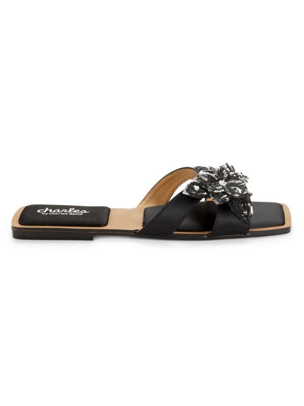 Ordly Sequin Flower Flat Sandals Charles David