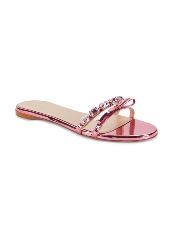 Embellished Leather Flat Sandals Giambattista Valli