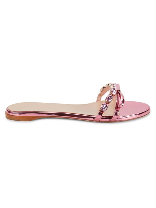 Embellished Leather Flat Sandals Giambattista Valli