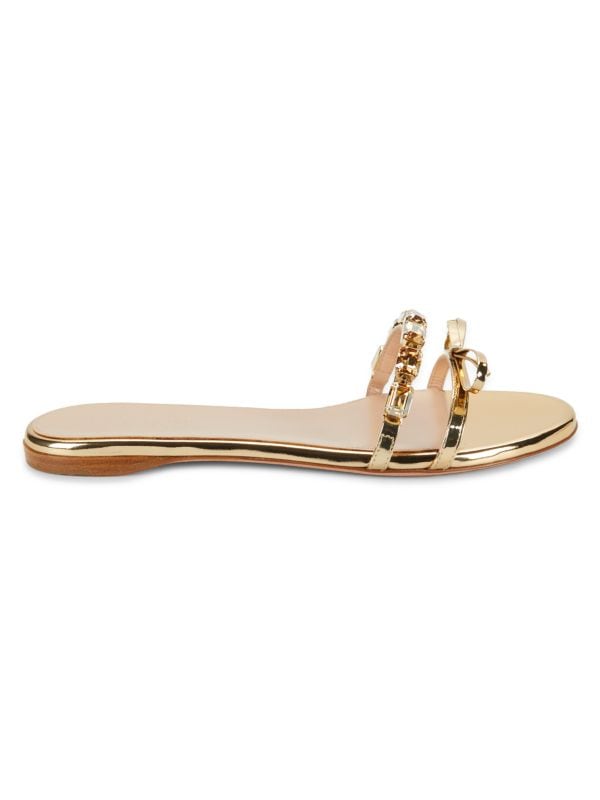 Embellished Leather Flat Sandals Giambattista Valli