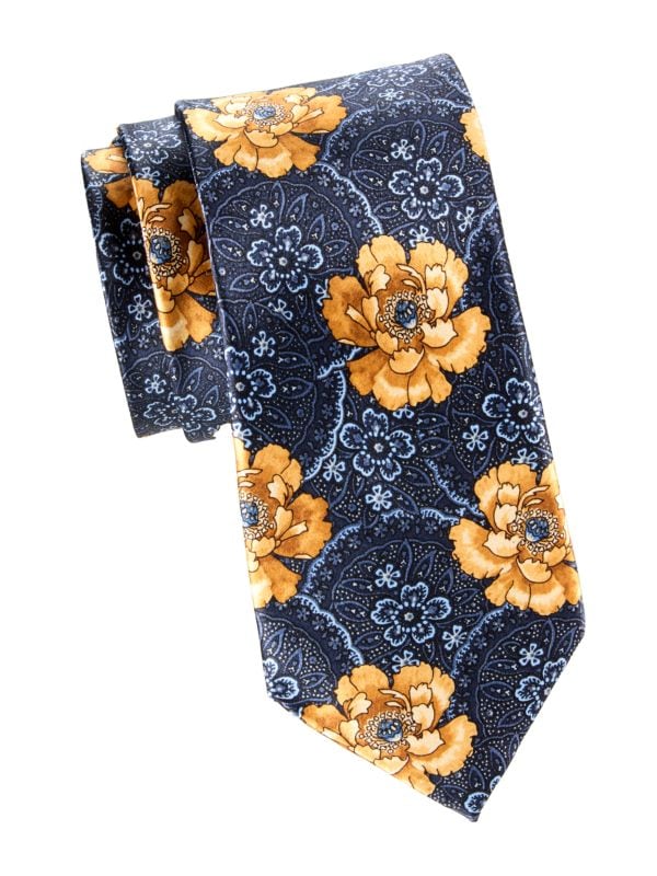 Floral Silk Tie Robert Graham