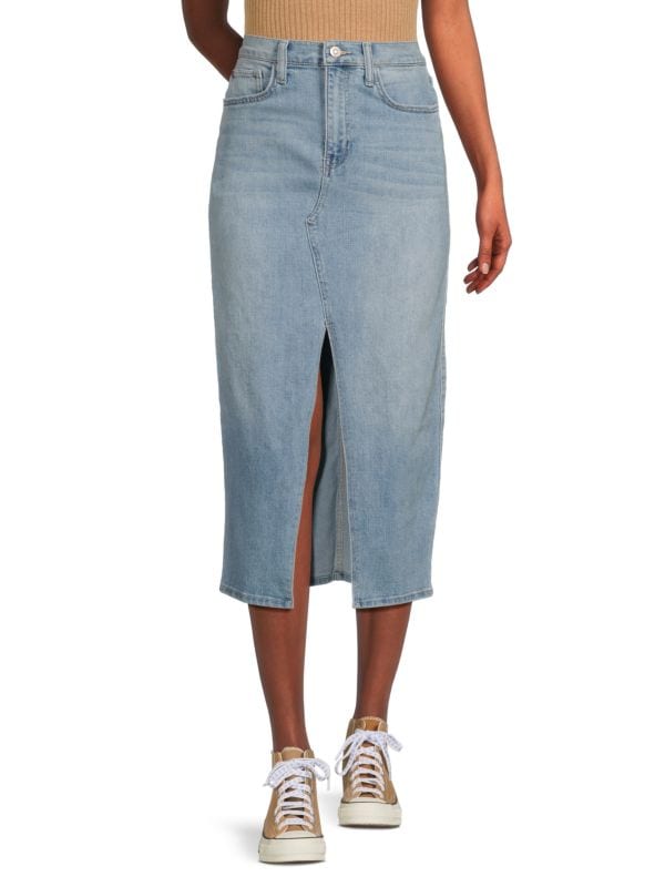 Slit Denim Midi Skirt Hudson Jeans