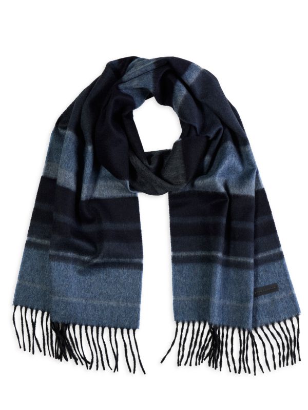 Striped Cashmere Fringe Scarf Bruno Magli