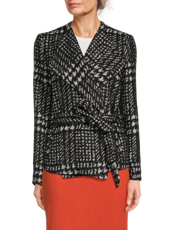 Plaid Belted Wrap Blazer Calvin Klein