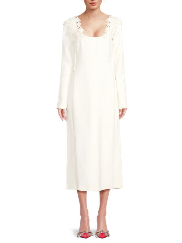 Lace Trim Silk Blend Midi Dress Giambattista Valli