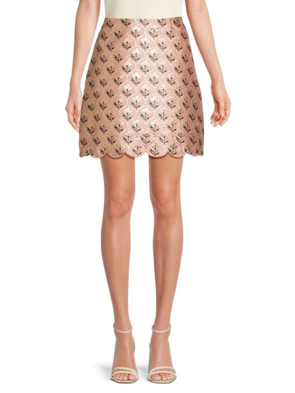 Floral Scalloped Hem A-Line Miniskirt Giambattista Valli