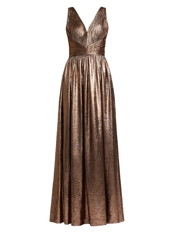 Metallic Pleated Gown Zac Posen