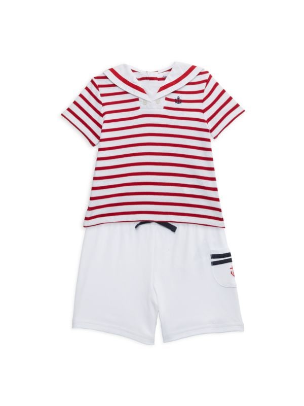 Baby Boy's 2-Piece Striped T-Shirt & Drawstring Shorts Set Ralph Lauren