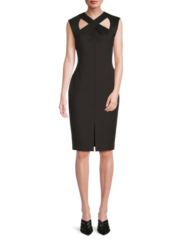 Cutout Sheath Knee Length Dress Calvin Klein