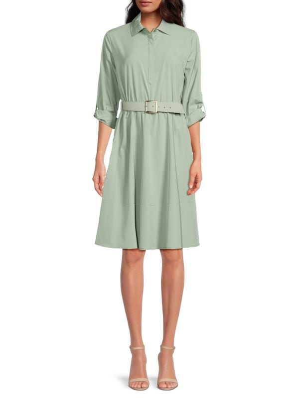 Belted Knee Length Shirtdress Calvin Klein