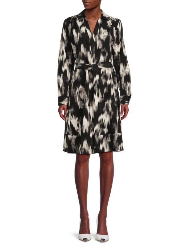 Abstract Print Johnny Collar Dress Calvin Klein