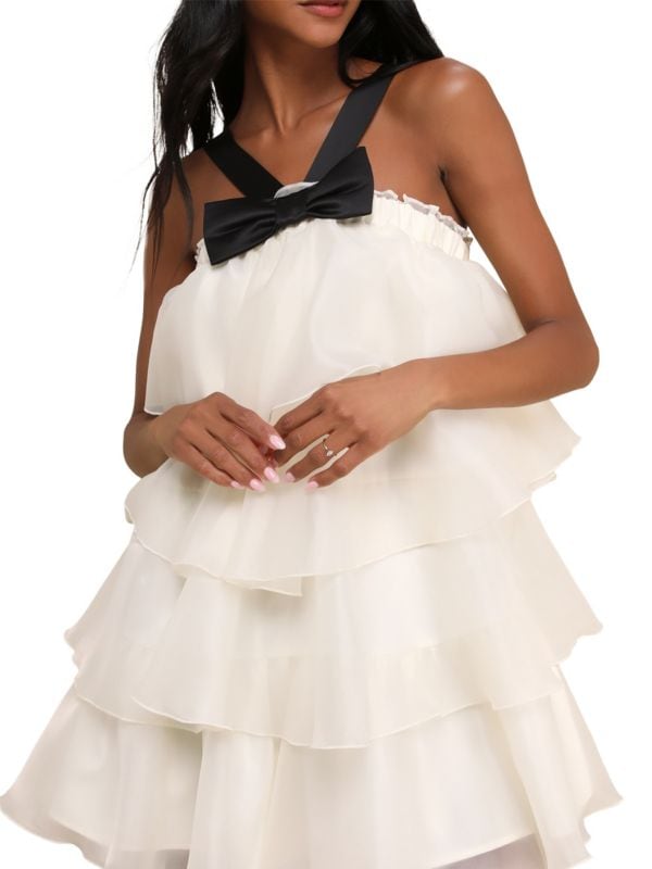 Deluxe Vision Ruffle Tiered Bow Minidress Lulus