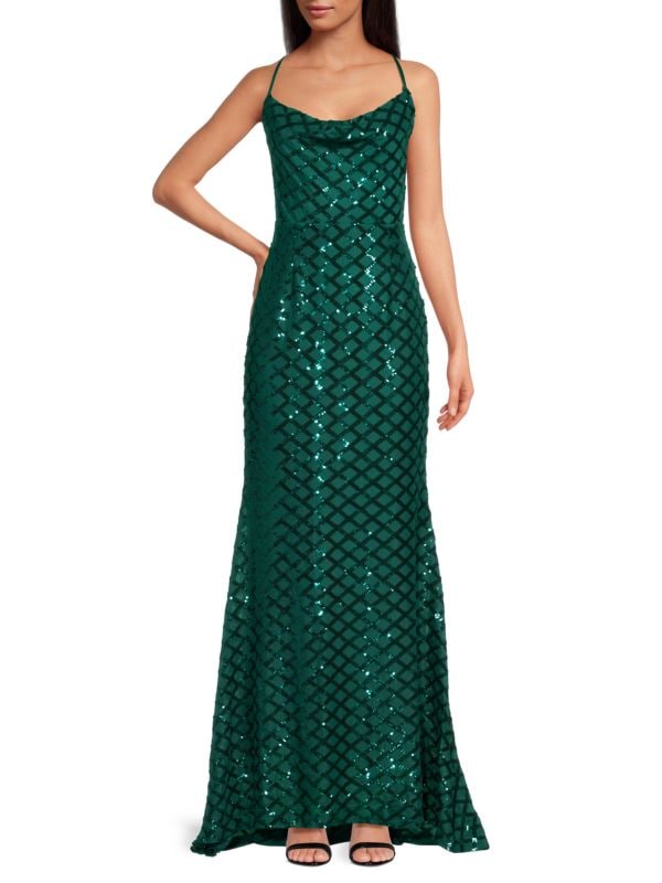 Stop and Glow Sequin Gown Lulus