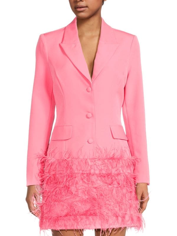 Feather Trim Blazer Minidress Bebe