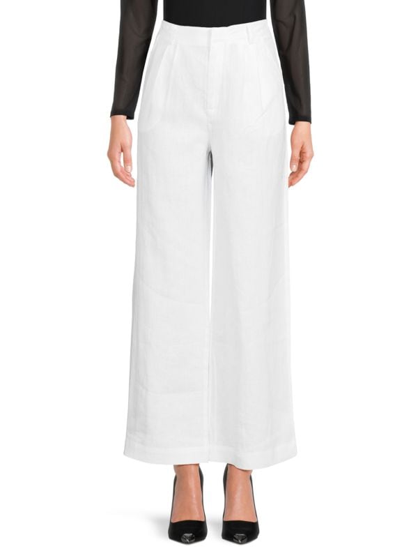 100% Linen Wide-Leg Trousers Saks Fifth Avenue