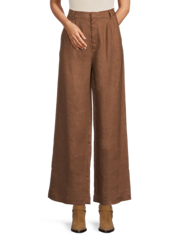 100% Linen Wide-Leg Trousers Saks Fifth Avenue