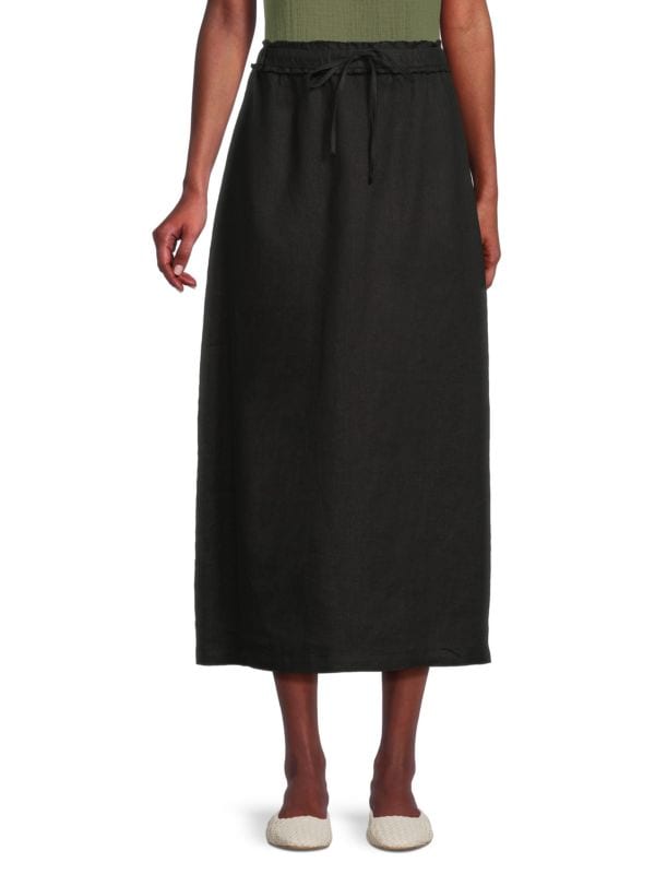 100% Linen Drawstring Maxi Skirt Saks Fifth Avenue