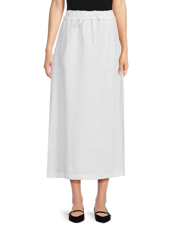 100% Linen Drawstring Maxi Skirt Saks Fifth Avenue