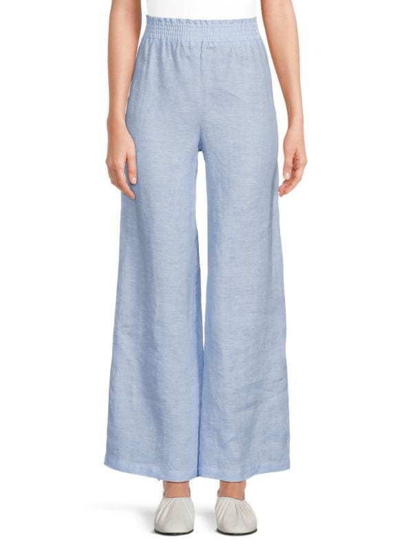 100% Linen Smock-Waist Pull-On Pants Saks Fifth Avenue