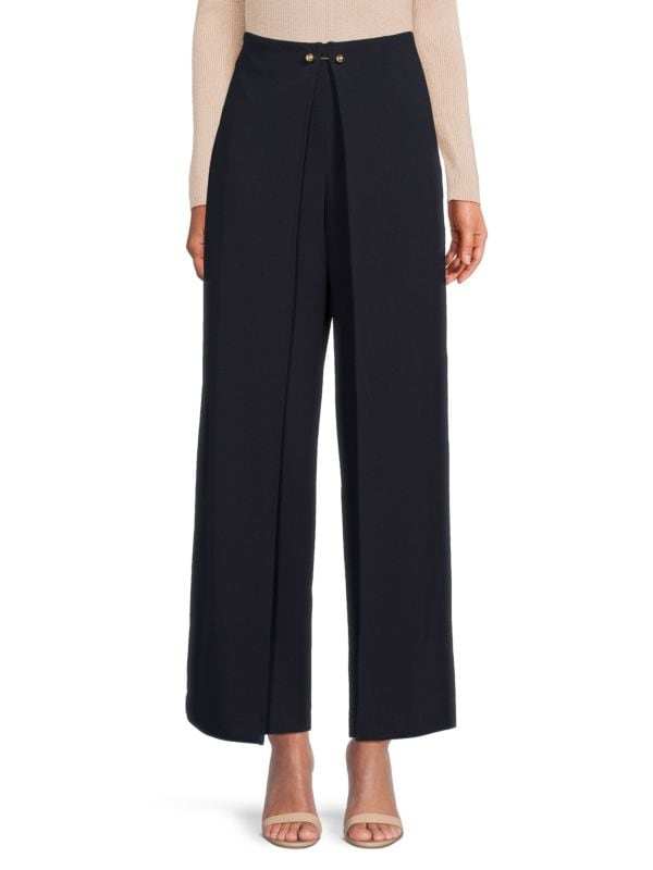 Flat Front Draped Pants Halston