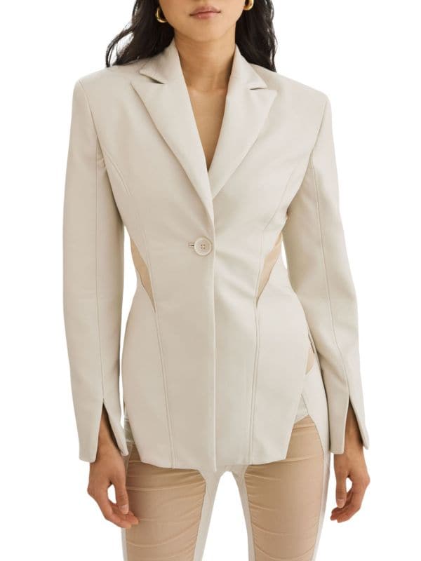 Lyubava Faux Leather Cut-Out Blazer Lamarque