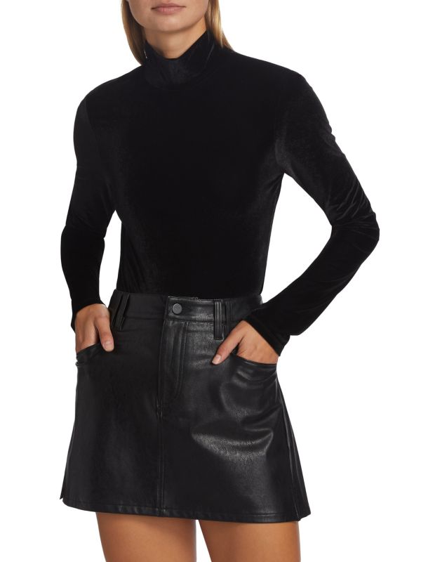 Golda Stretch Velvet Turtleneck Top Paige