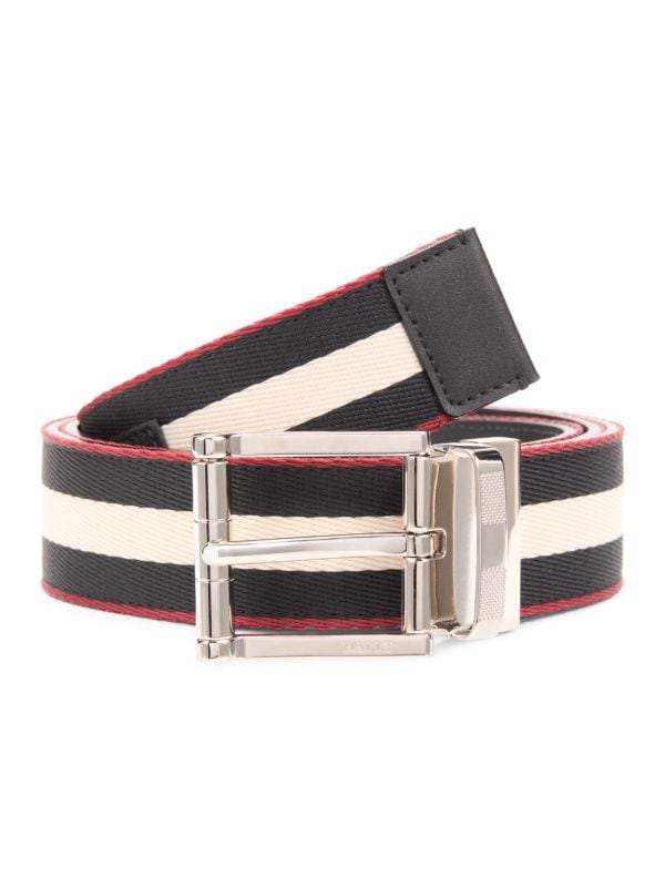 Striped Leather Belt Bally