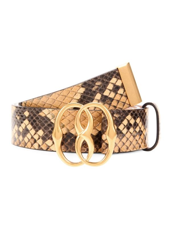 Snakeskin Print Leather Belt Bally