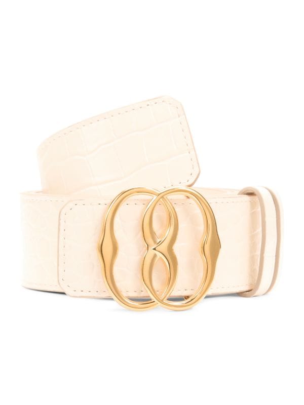 Logo Reversible Croc Embossed Leather Belt Bally