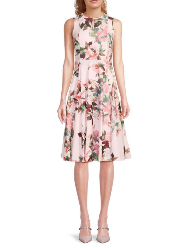 Floral Pleated Dress Calvin Klein