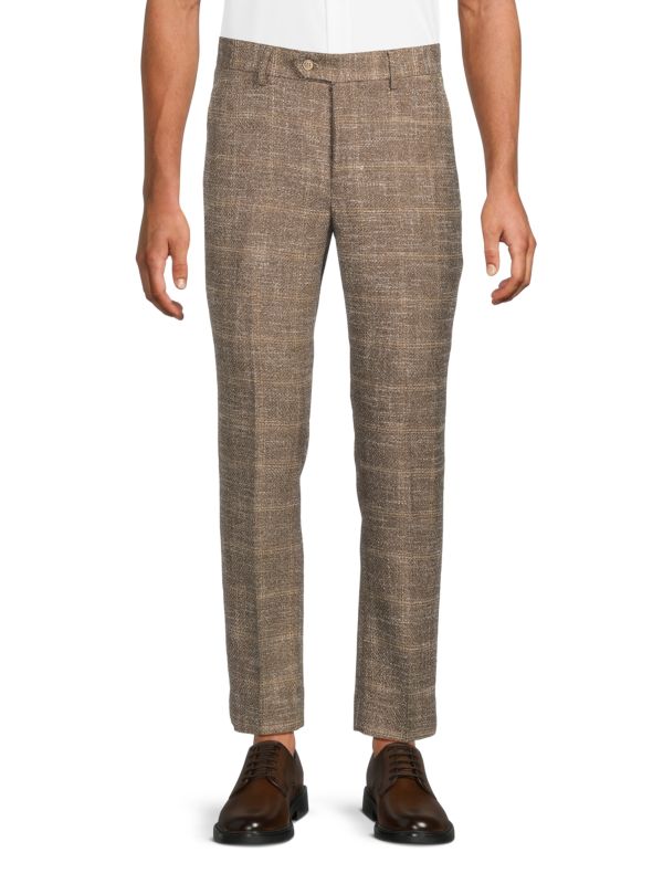 Slim Fit Windowpane Dress Pants Tahari