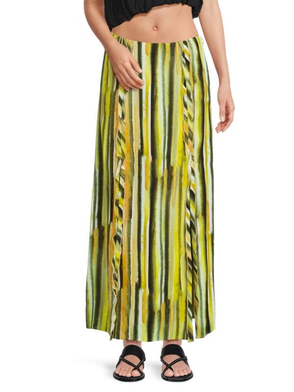 Stroke Ruffled Trim Maxi Skirt Third Form