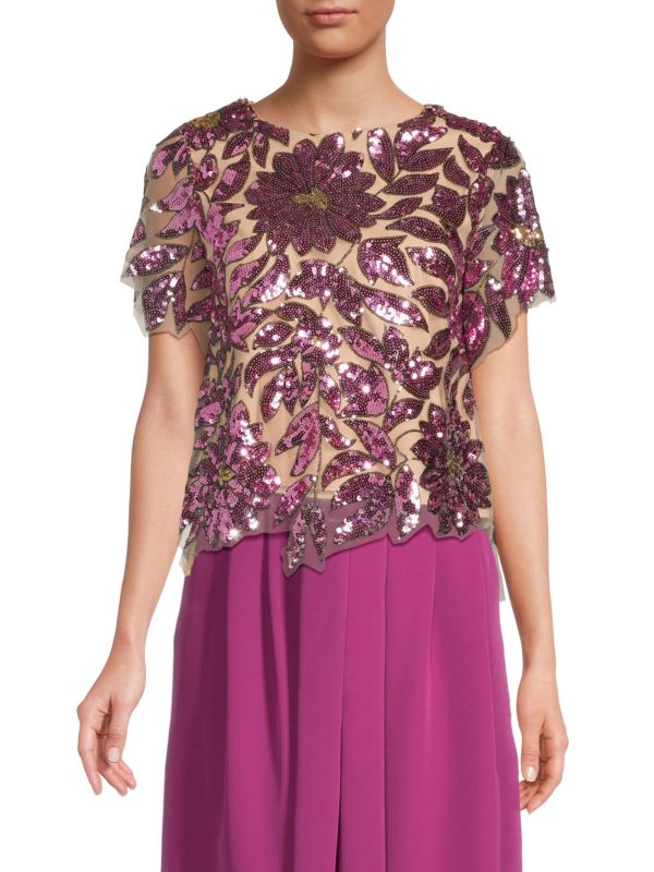 Katelynn Floral Sequin Top Milly