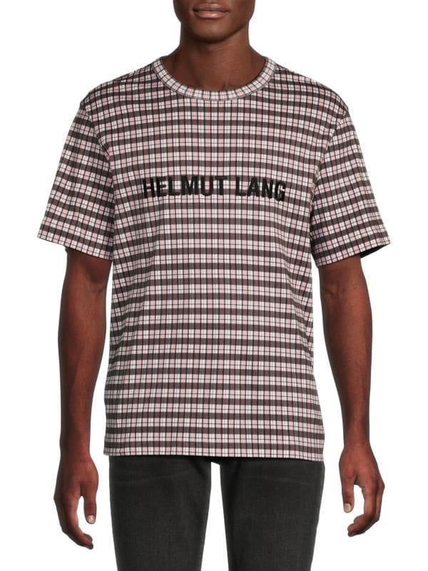 Plaid Logo Cotton T-Shirt Helmut Lang