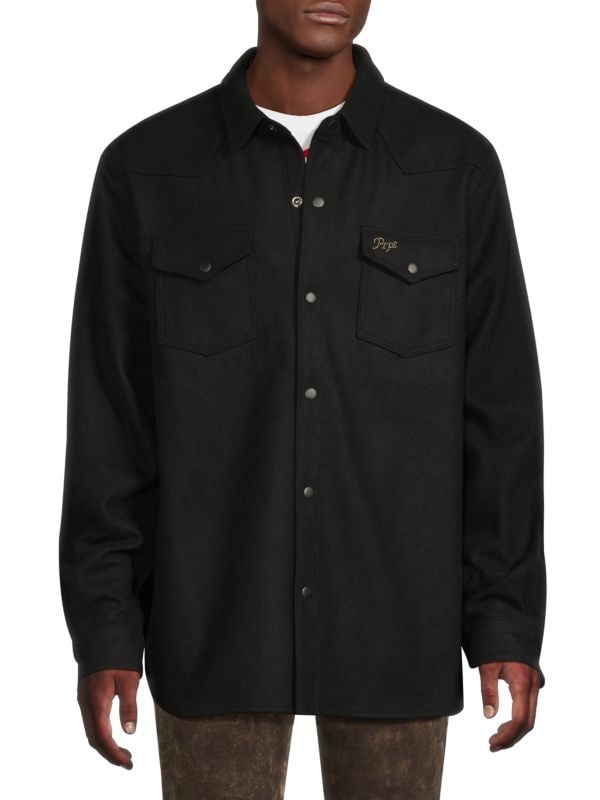 Reluct Embellished Logo Wool-Blend Shirt Jacket Prps