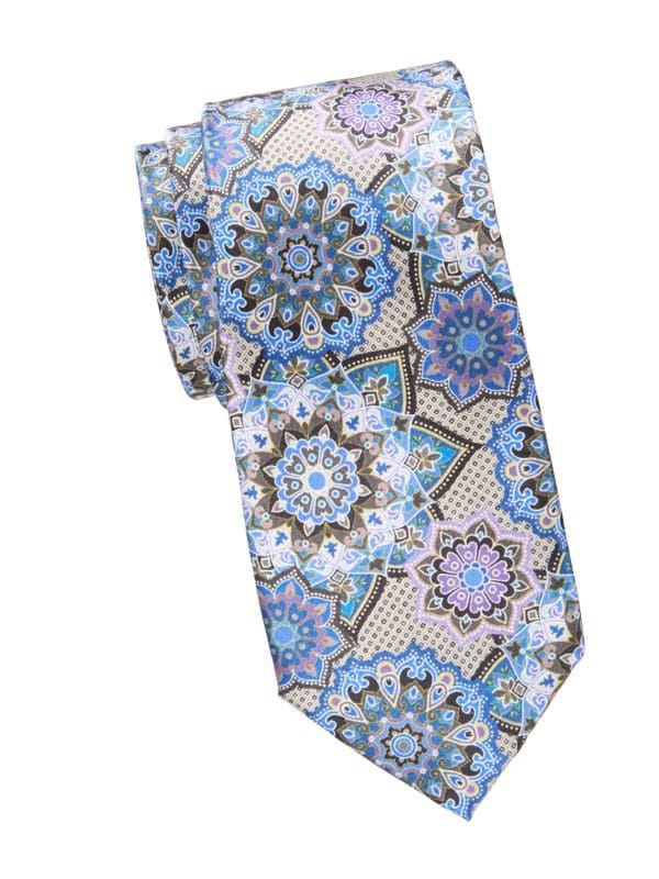 Mandala Motif Silk Tie Robert Graham