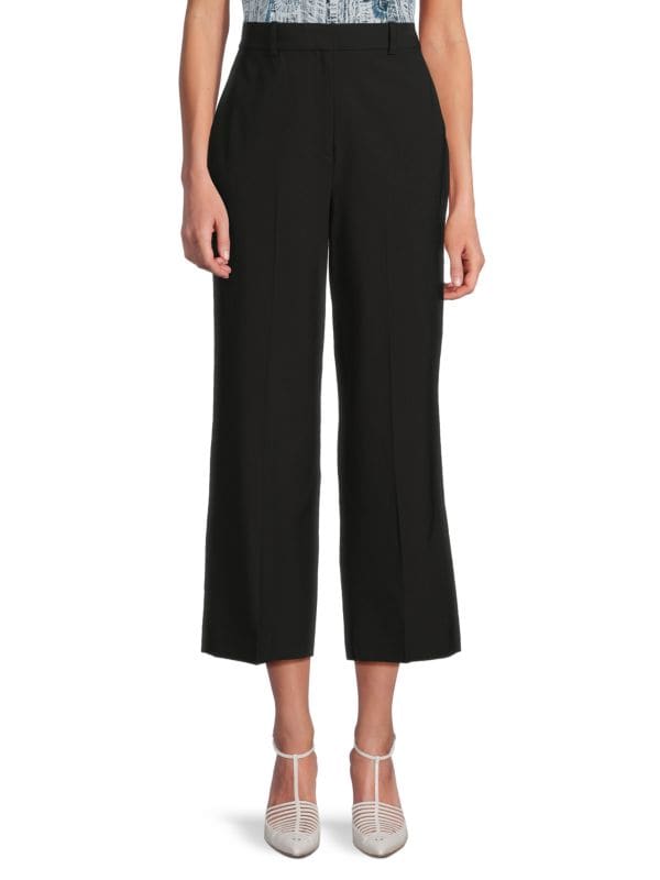 Flat Front Wool Blend Cropped Pants Theory