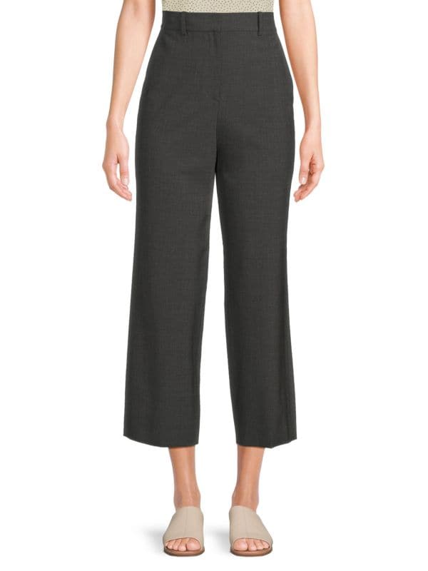 Flat Front Wool Blend Cropped Pants Theory