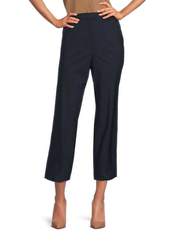 Flat Front Wool Blend Cropped Pants Theory