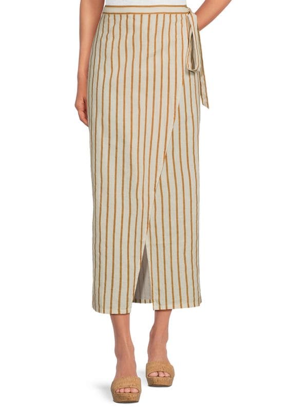 Striped Faux Wrap Midi Cover-Up Skirt Beach Life by Gottex