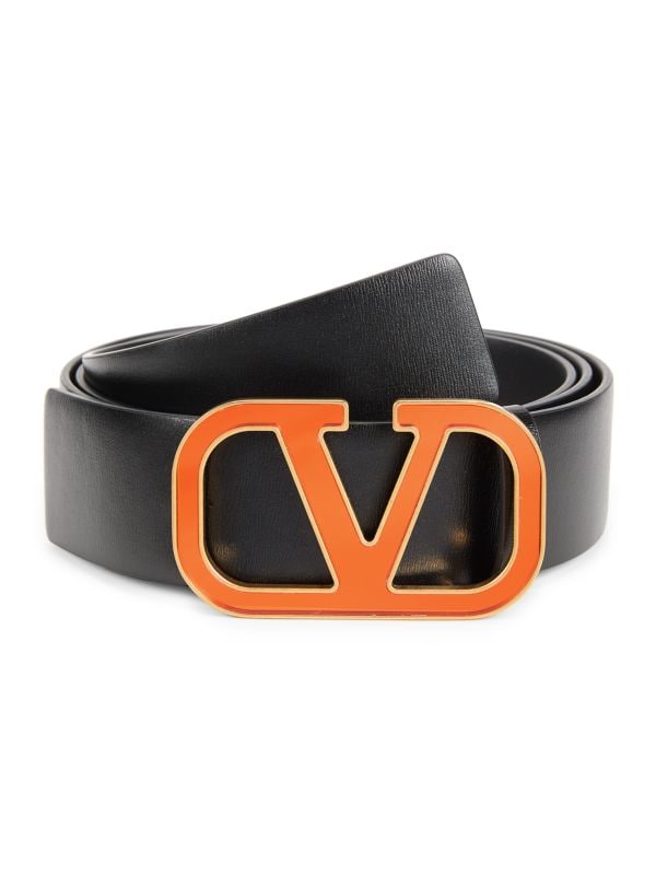 V-Logo Buckle Leather Belt Valentino Garavani