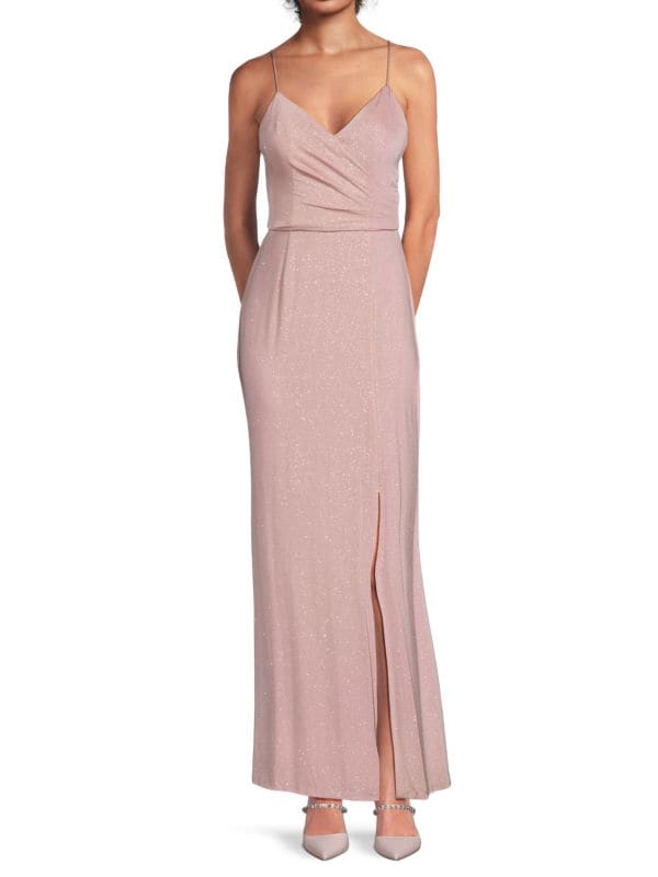 Ruched Sparkle Knit Gown Eliza J