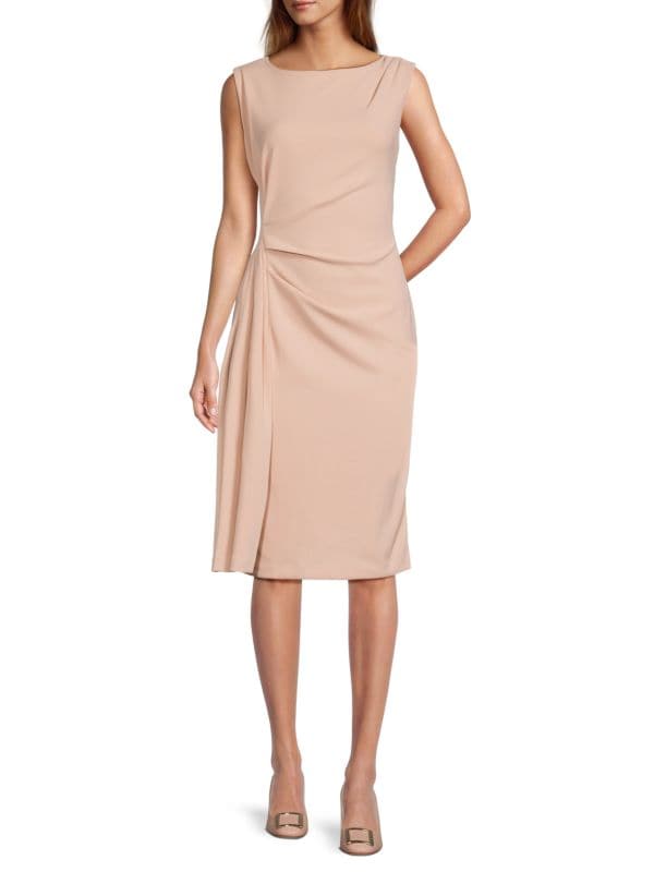 Pleated Waist Dress Halston