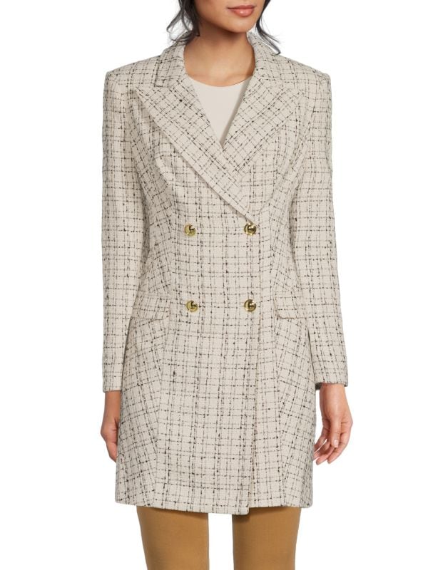 Double Breasted Tweed Blazer Halston