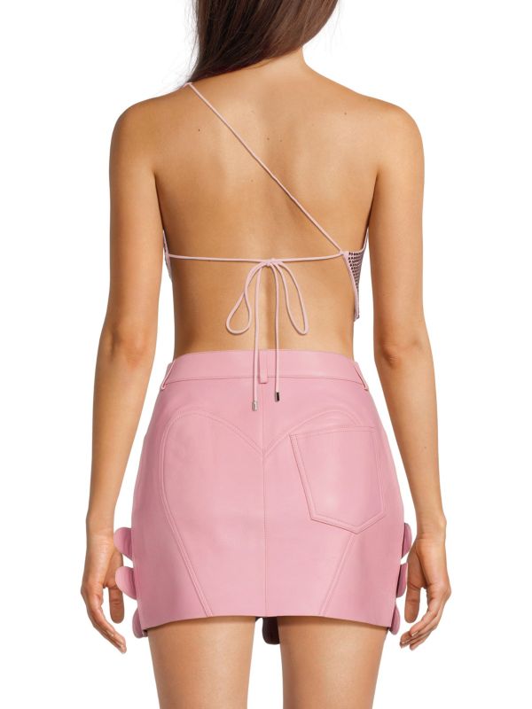 Embellished One-Shoulder Crop Top Area