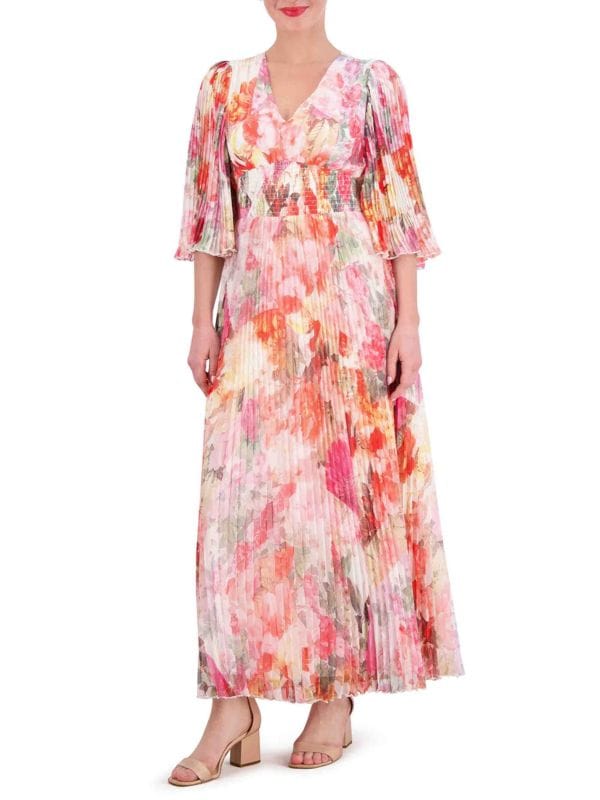 Floral Accordion Pleat Maxi Dress Vince Camuto